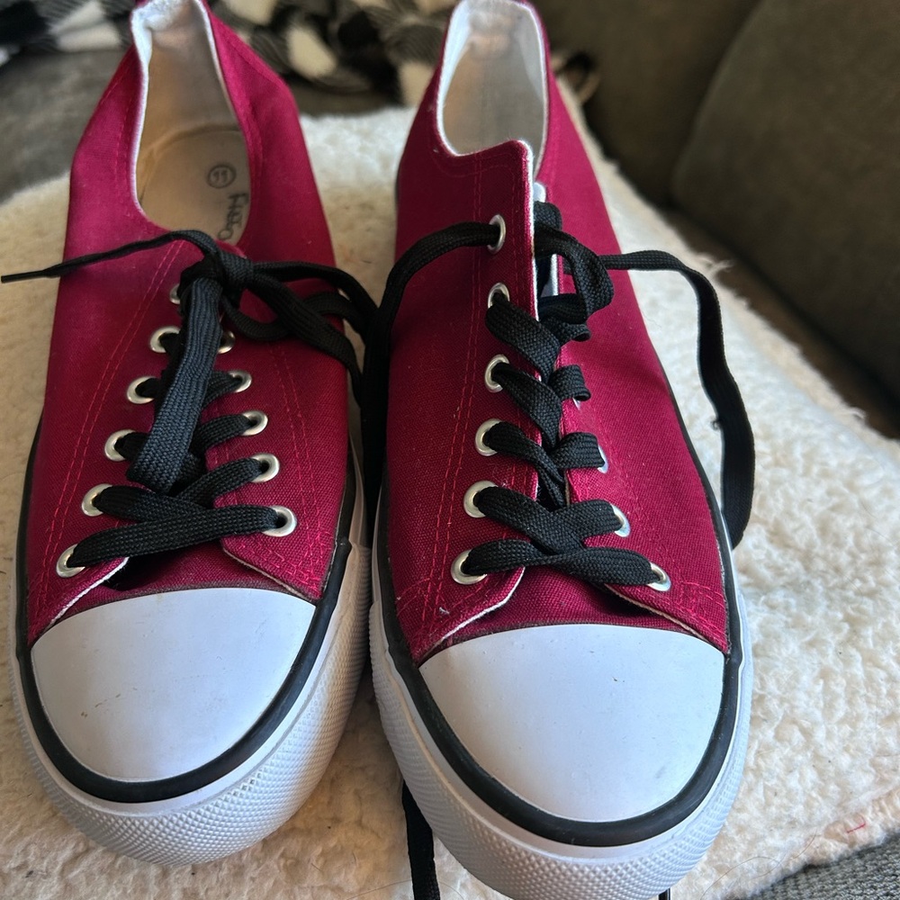 Free Choice Red Canvas Sneakers with Black Laces - excellent condition